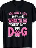 Plus Size, Funny T-shirt for Dog Owners- "You Can't Control Me", with Paw Print and Bone Patterns, Perfect for Dog Training Humor, Fun Clothing, Men's Funny T-shirt, Shirt with Funny Phrases, Funny Top, Available in Plus Sizes, PLUS SIZE
