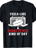 1pc Men's Ice Hockey Goalie T-Shirt - "Feeling Like a Penalty Killer Day" Slogan, Casual Round Neck Tee Suitable for Sports Fans Gift, Machine Washable Hockey Apparel for Goalies & Supporters