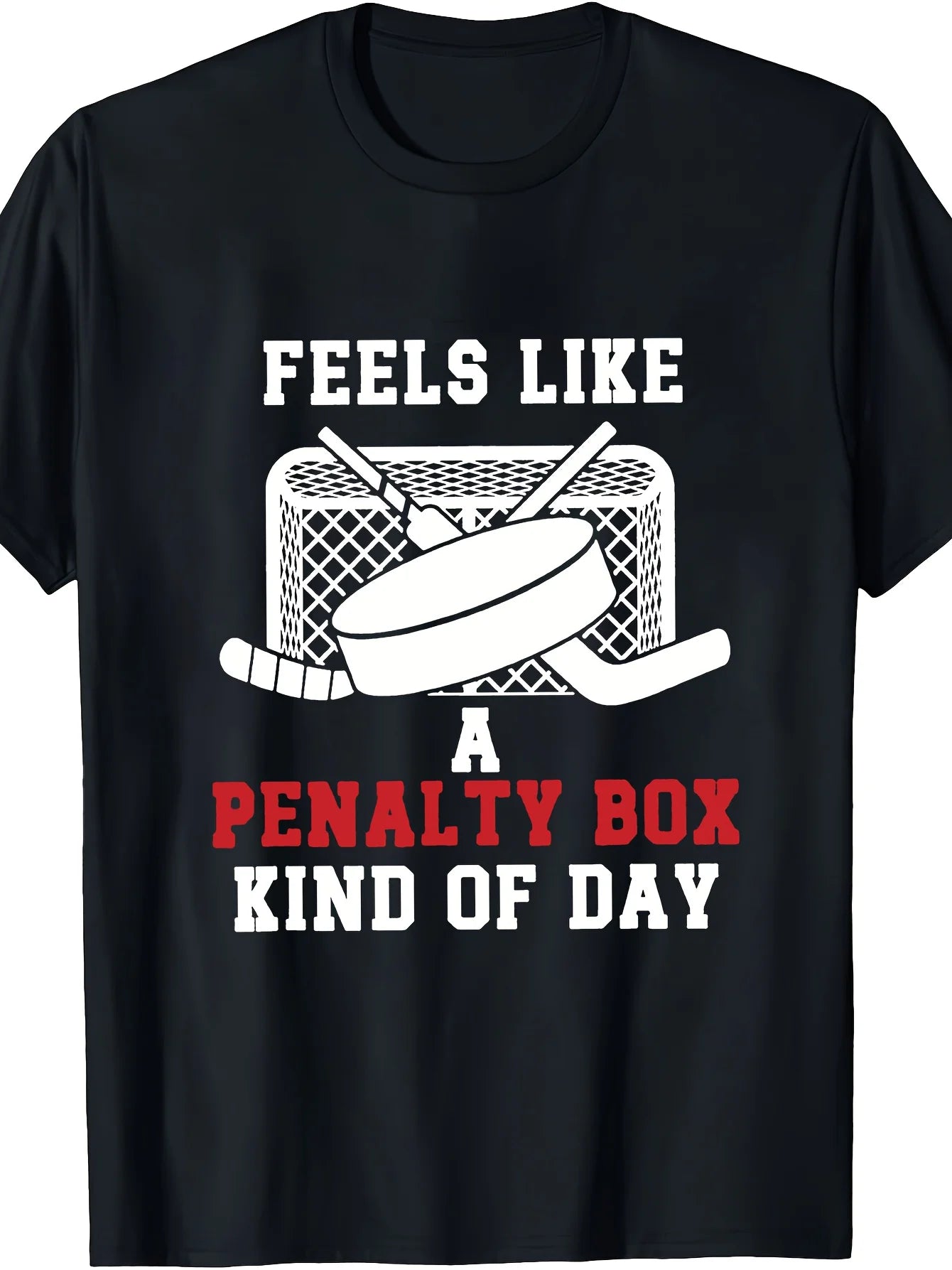 1pc Men's Ice Hockey Goalie T-Shirt - "Feeling Like a Penalty Killer Day" Slogan, Casual Round Neck Tee Suitable for Sports Fans Gift, Machine Washable Hockey Apparel for Goalies & Supporters