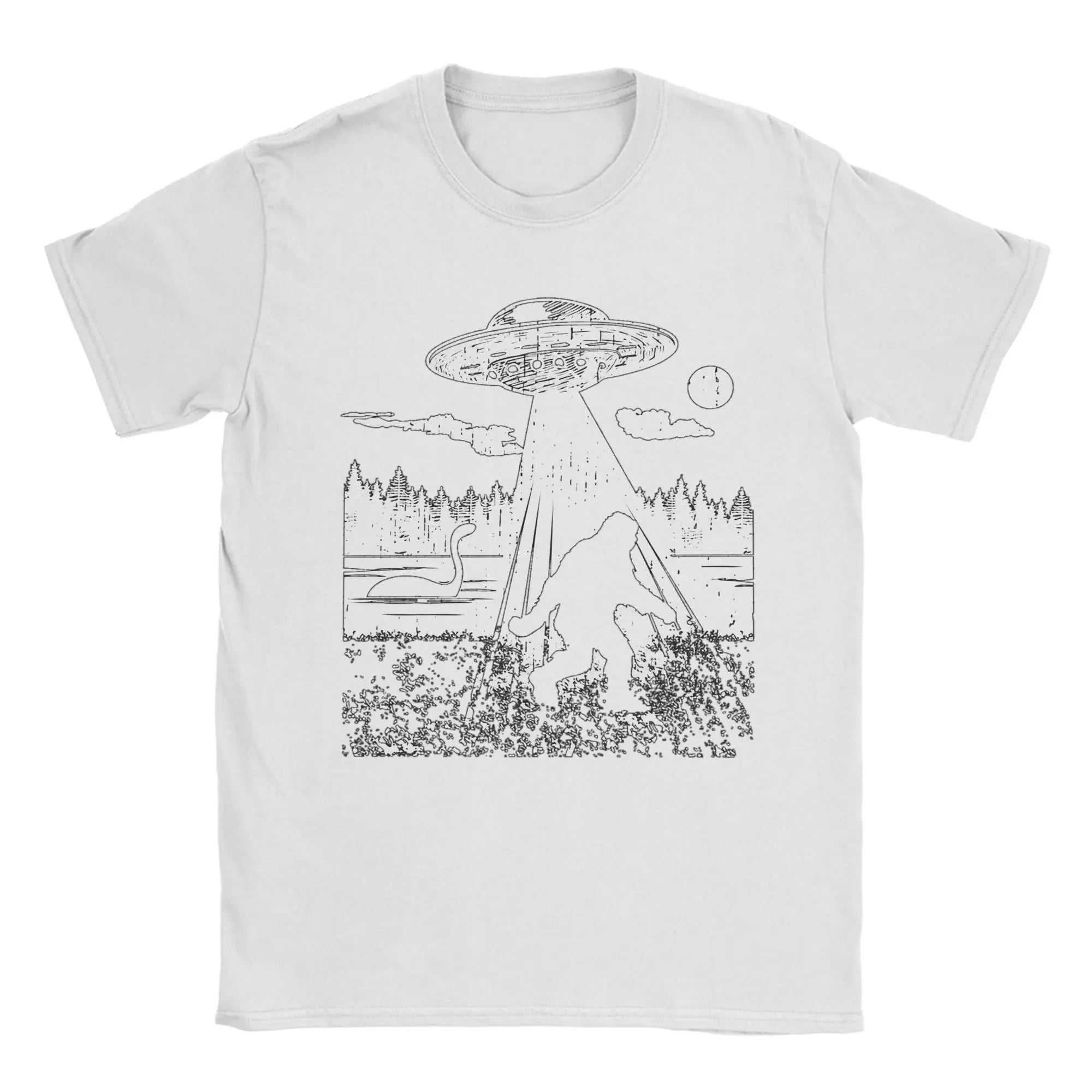 HOT SALE Street T-shirt Beach Bigfoot UFO Abduction Bigfoot Hippie T-shirt Cotton T-shirt Man Y2K Fun Print Short Sleeve T-shirt
