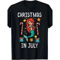 item picture mens black t shirt with mermaid candy canes stars print soft cotton short sleeve round neck casual tee for year round outfit festive summer