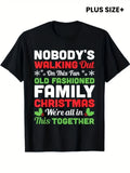1pc Unisex Christmas T-Shirt - 100% Cotton Crew Neck Tee with Festive Print, Casual Style, Slight Stretch Knit Fabric, Regular Fit for Adults - Black, Plus Size, Cotton Casual Short Sleeve Tee Soft, Comfortable & Machine Washable-Ideal for Casual