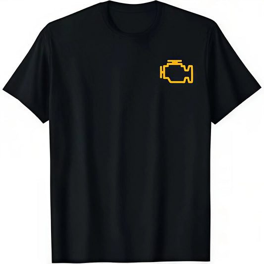 Cotton Check Engine Light T-Shirt classic Fabric Menswear, Valentine's Day Gift.