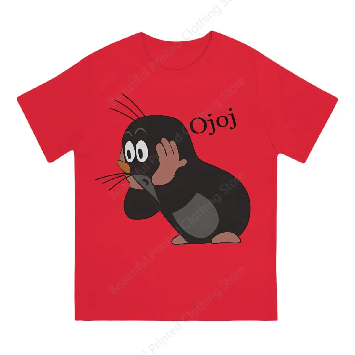 Soft Cotton T-shirt Small Mole Print Cool Men's and Women's T-shirt Loose and Oversized Short Tee Trend Interesting All Match