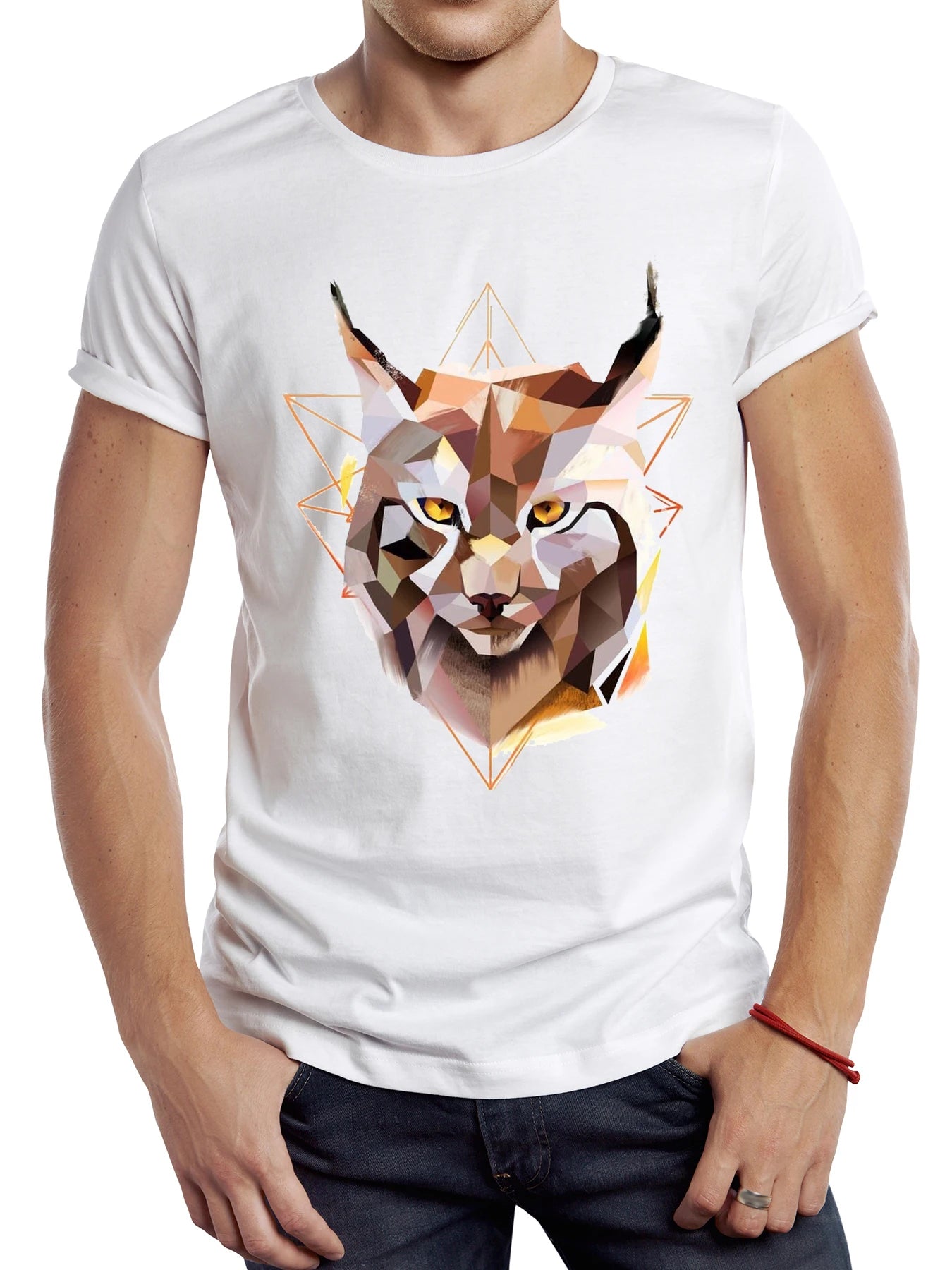 Korean-style Three-dimensional Print Vintage Geometric Fox Men T Shirt Casual Owl Male Tops Hipster Retro Pixl Wolf Printed Tee