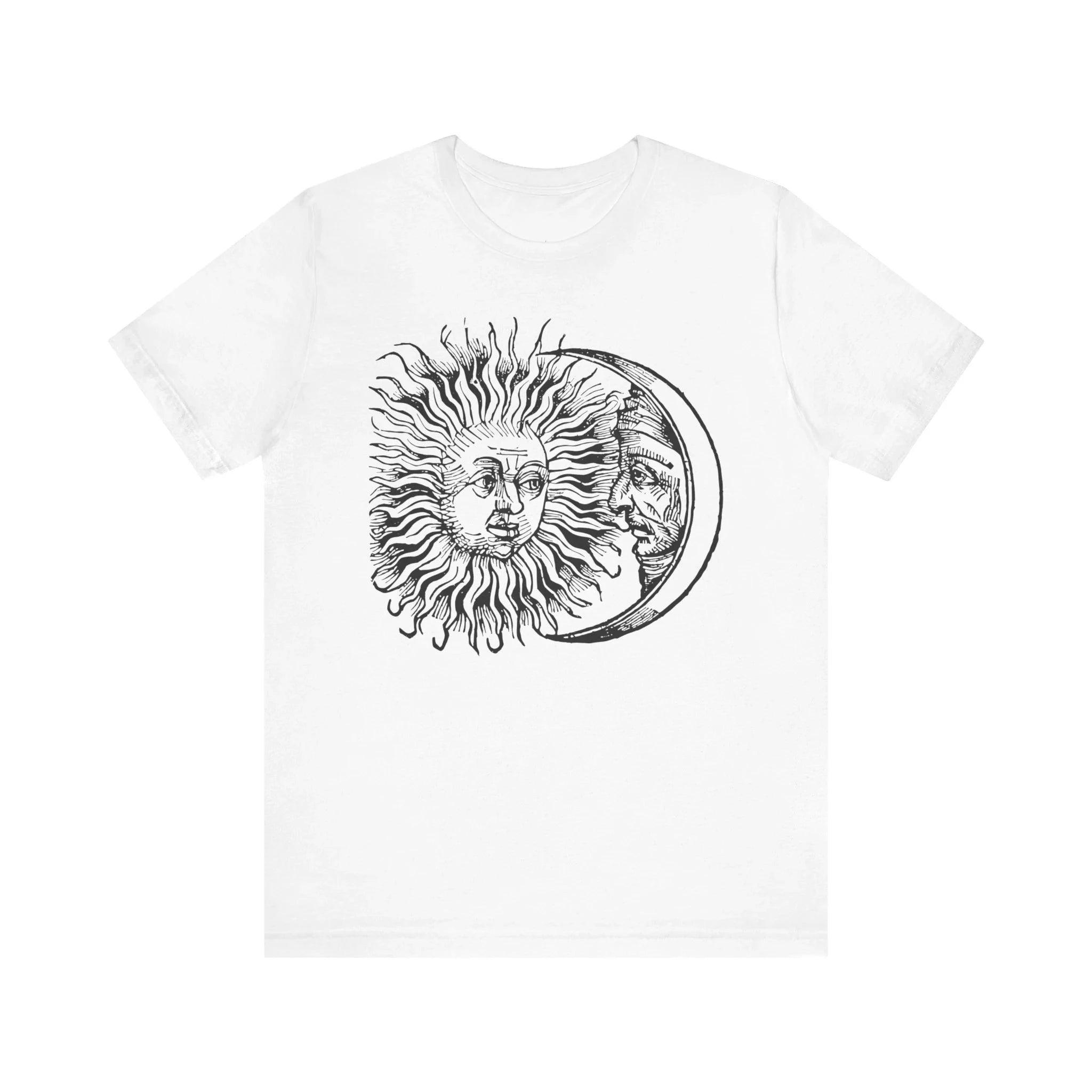 Eclipse Retro Art T-shirt Sun and Moon Mystery Art Shirt Astrological Tees Moon Astrological Unisex Jersey Short Sleeve T-shirt
