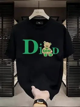 Summer Men's T-Shirt, Men's Short Sleeve Korean Style Trendy Round Neck Printed T-Shirt, Trendy Base Top, Patterned T-Shirt, Unisex
