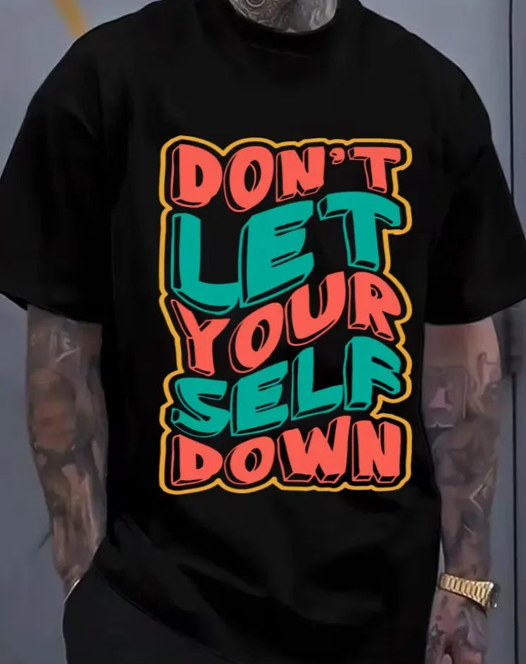 Motivational T-Shirt T Shirts Round Neck T-shirt Men's Top Cheap Graphic Tees Black Casual Attire Going Out Printed T-shirts