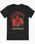 HOT SALE Black Humor Sells You Soul Cotton T-shirts with Devil Patterns for Fashion Outfits and Avant Garde Lovers Halloween Tee