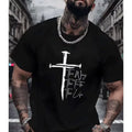 Classic Christian Tee with White Cross The Way The Truth The Life Print Men's Street Style Casual Wear Adults Men Daily Outfit