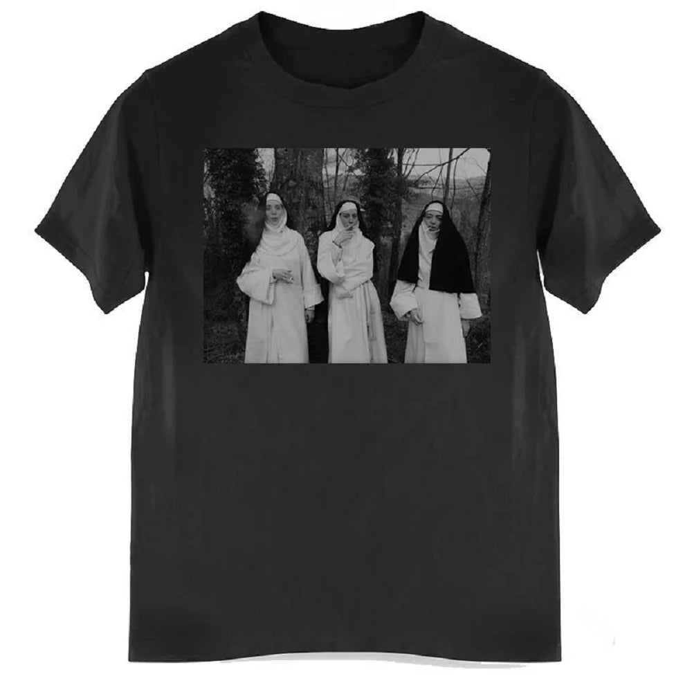 Contrast Nun Smoking Drink HOT Print Summer Men's O-Neck T-shirt Casual Cotton Short Sleeve Pullover Fashion Trend Men Clothing