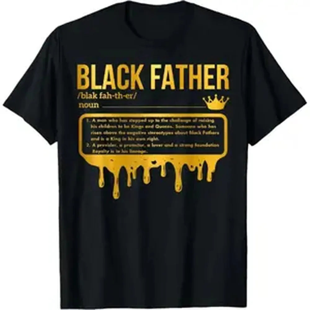 Printed Black Father Definition African American Dad T-Shirt, Father's Day Unisex Fashion Top