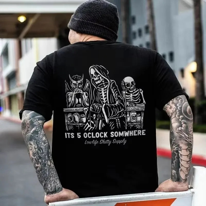 HOT SALE Goth Punk Style Skull Design Man T Shirt Street Rock Hip Hop Street Wear Grunge Rock Heavy Metal Rock Tee Ropa Hombre