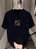 Spring and Autumn F Family Trend Pattern Pure Cotton Men and Women Base Shirt Round Neck Short-sleeved T-shirt Lovers Print Tops