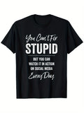 Men's Funny Sarcastic Slogan T-Shirt - "Irreparably Foolish But Seen Every Day" Humorous Print, Slightly Stretchy Casual Round Neck Tee with White Shirt Suitable for Casual Attire, Machine Washable Sizes S- for Year-Round