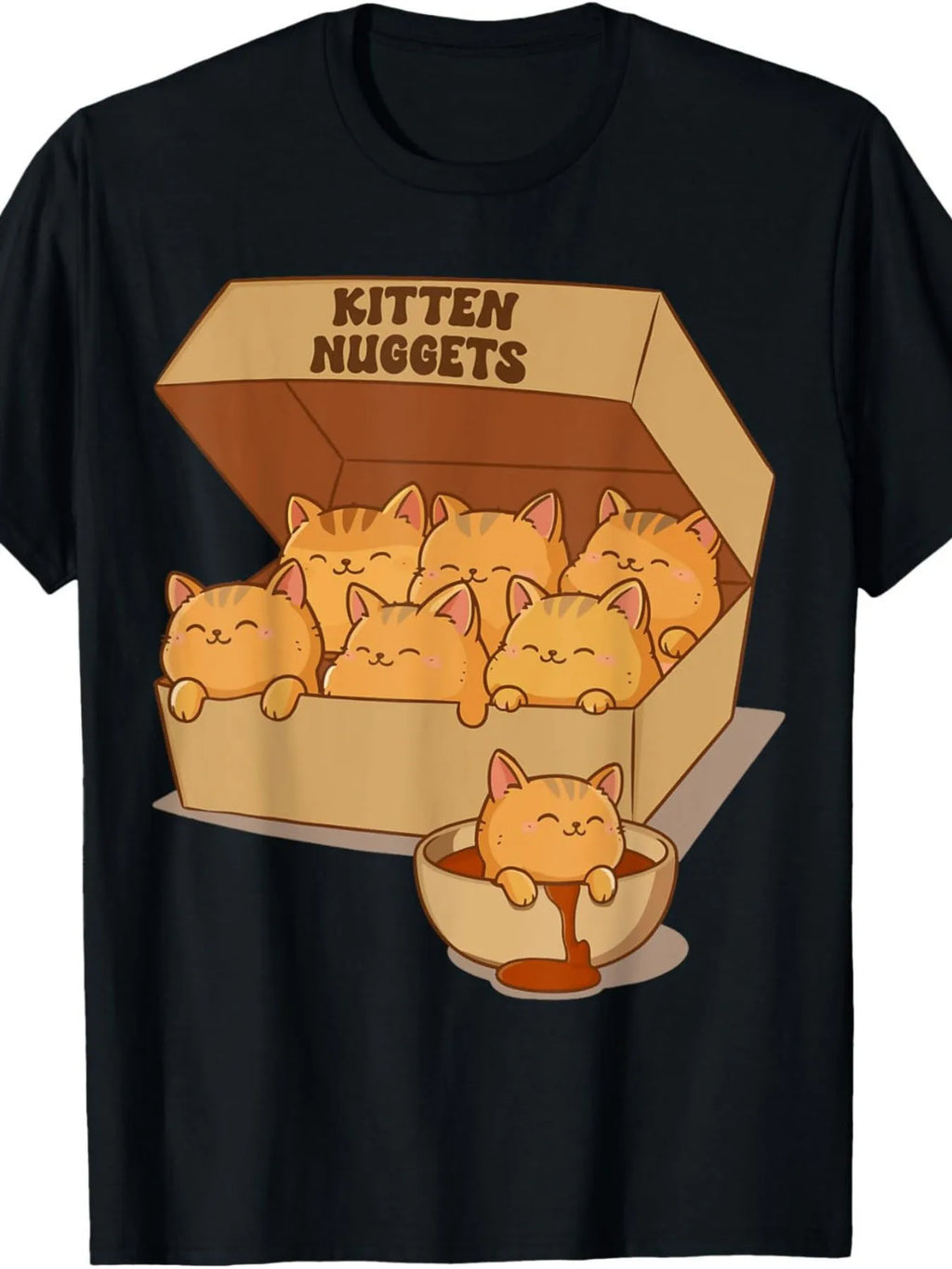 Men's Kitten Nuggets Graphic Oversize T-shirt 100 Cotton Soft Crew Neck Tee with Playful Cat Print Short Sleeve Casual Shirt for Casual Attire Sizes S 3XL Cat Tshirt Allseason Apparel Machine Washable Top Humorous Design