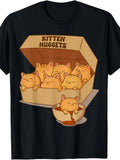 Men's Kitten Nuggets Graphic Oversize T-shirt 100 Cotton Soft Crew Neck Tee with Playful Cat Print Short Sleeve Casual Shirt for Casual Attire Sizes S 3XL Cat Tshirt Allseason Apparel Machine Washable Top Humorous Design