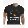 Men's Funny Spanish Beer T-Shirt - "NECESITO CERVEZA" (I Need Beer) Fuel Gauge & Spanish Slogan Print, Casual Short Sleeve Shirt,Men's Solid Color Crewneck Tee for Gym & Casual