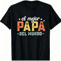 Menswear 100% Cotton Short-Sleeve Crew Neck Casual Dad T-Shirt - Smooth Seamless Fabric, "The Best Dad In The World" Print, Soft Foldable Sports Outdoor Top