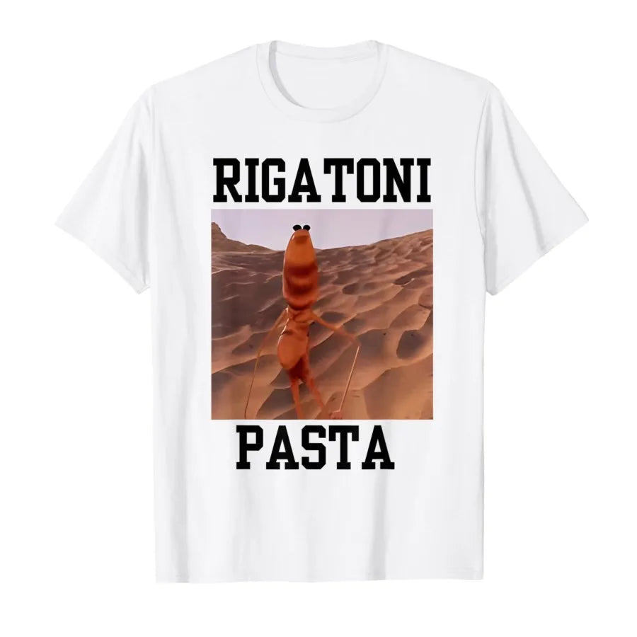 HOT SALE Funny Marcus The Worm Rigatoni Pasta Robert Meme Trendy Art T-shirt for Men Women Cotton T Shirts Short Sleeve Tops