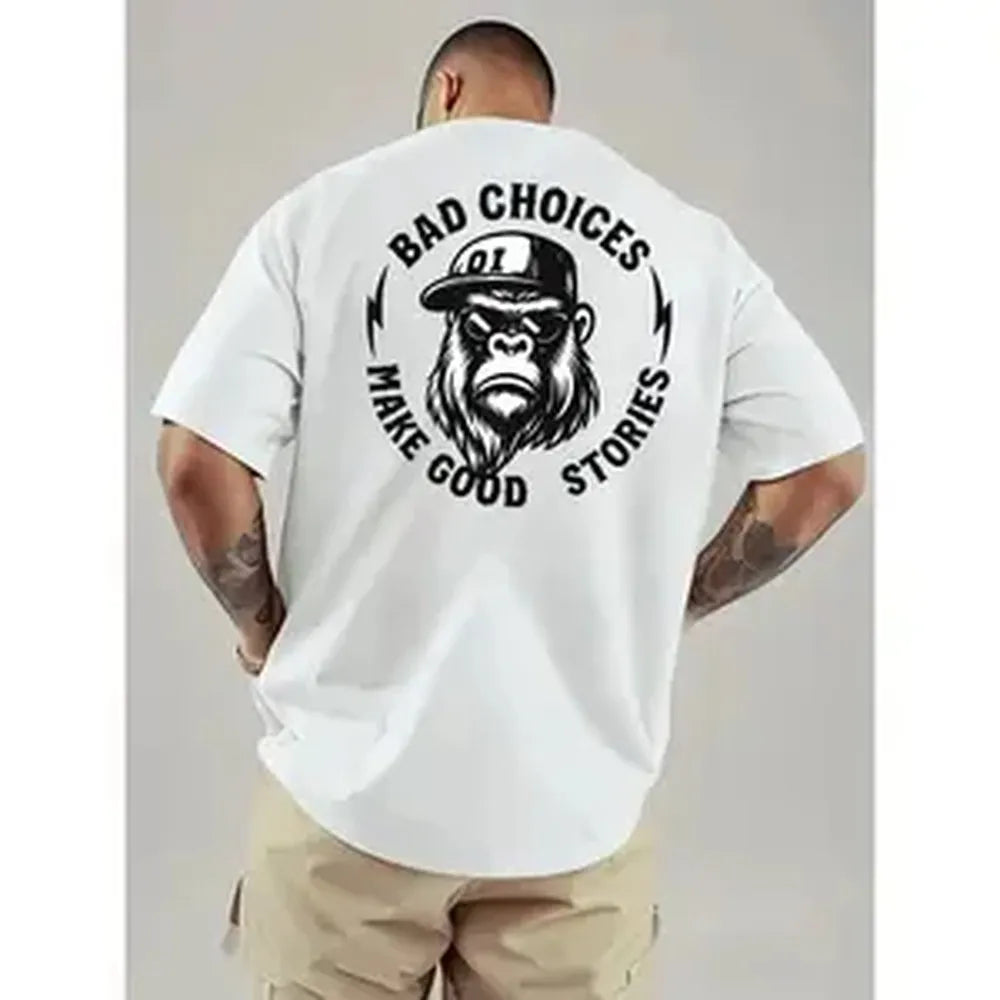 Bad Choices Make Good Stories Chimpanzee Printed Men's Fitted T-shirt, Men's Apparel