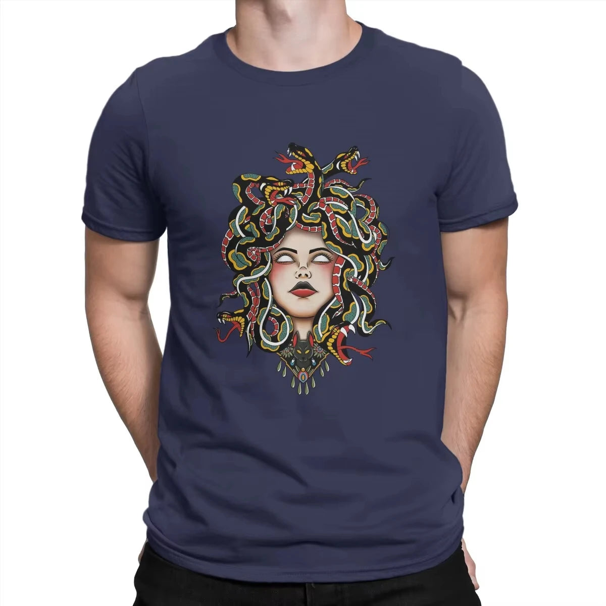 HOT SALE Tattoo Medusa Greek Mythology Graphic Print Summer Autumn Winter Cotton Men's T-shirt Short Sleeve Luxury Outdoor