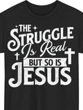 Plus Size, The Challenge Is Real, But So Is Christian Faith - T-Shirts, Plus Size Men'S Summer Clothing, Plus Size Summer Tops, Plus Size Men'S Tops And Shirts, Shipped from Local Warehouse
