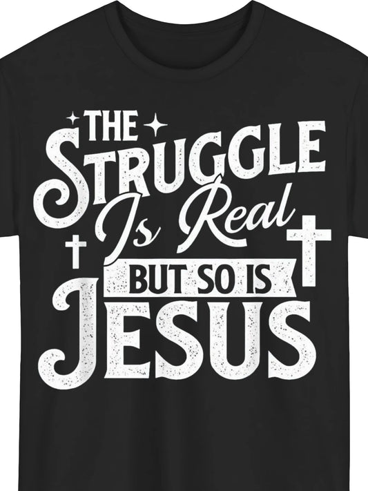 Plus Size, The Challenge Is Real, But So Is Christian Faith - T-Shirts, Plus Size Men'S Summer Clothing, Plus Size Summer Tops, Plus Size Men'S Tops And Shirts, Shipped from Local Warehouse