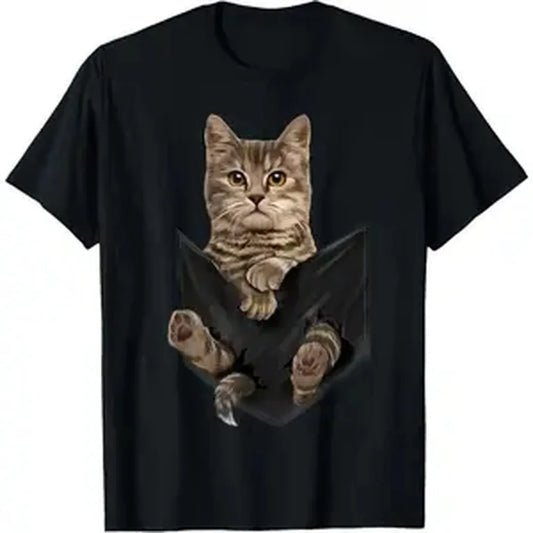 Brown Cat Sits in Pocket T-Shirt Cats Tee Shirt Gifts T-Shirt