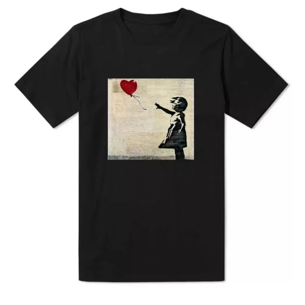 HOT SALE Fashion Banksy Girl Blowing Brains Out Red Butterflies Street Men Women T Shirt Top Cool Casual Pride Tee Streetwear
