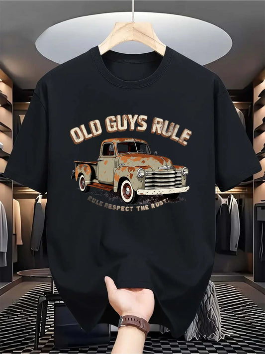 Vintage Truck Print T-Shirt for Experienced Drivers - Featuring a Distressed Pickup Design in a Retro Style, This Men'S Casual Crew Neck Tee Makes a Perfect Gift for Father'S Day, Birthdays, Or Any Occasion, Ideal for Dads, Grandpas, Plus Size