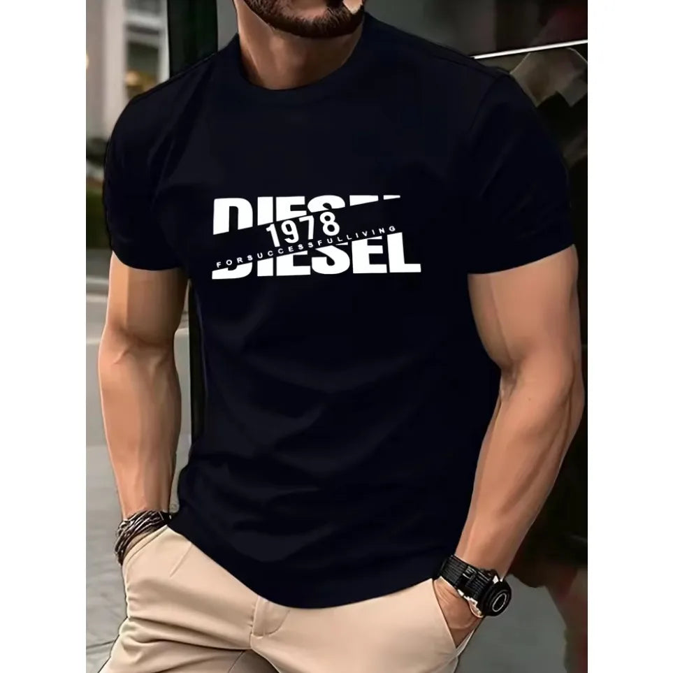 New Trendy Men's Fashion T-shirt, Black T-shirt Comfortable Summer T-shirt, Pure Cotton Short Sleeved T-shirt 2026