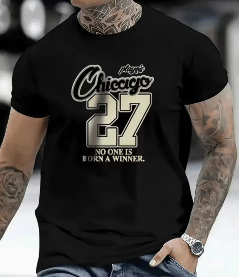 Mens TShirt Comfortable Crew Neck Casual Cotton ShortSleeves Breathable Top Menswear Tshirt Summer Spring Trendy Letter Print