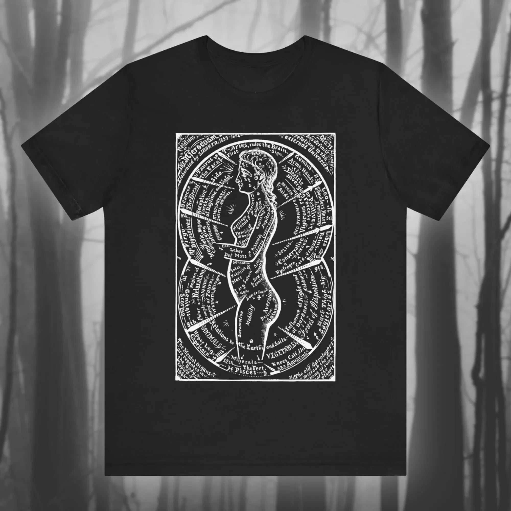 Micro World Retro Art T-shirt Mystery Art T-shirt Horoscope T-shirt Horoscope T-shirt Gothic Creepy Tarot Short-sleeved T-shirt