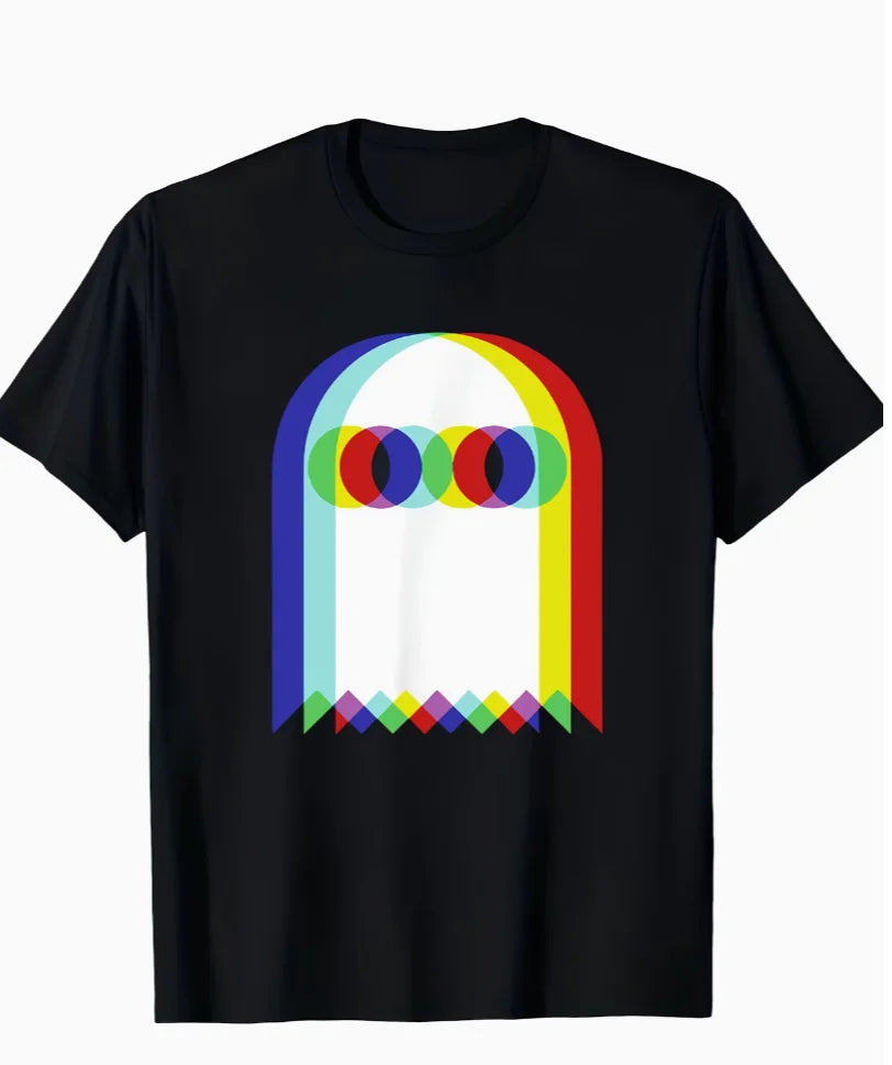 One Men's Retro Pixel Print T-shirt, Featuring A Colorful Spectrum Breathable and Comfortable Fabric, Crew Neck, Short Sleeves