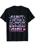 Aunt of The Kpop Birthday K Pop Birthday TShirt Same Style for Men And Unisex 2026 Summer ShortSleeved Printed TShirt Retro Casual Short-sleeved T-shirt with a Round Neck and Printed Pattern, Suitable for Daily Commuting and Outdoor Activities