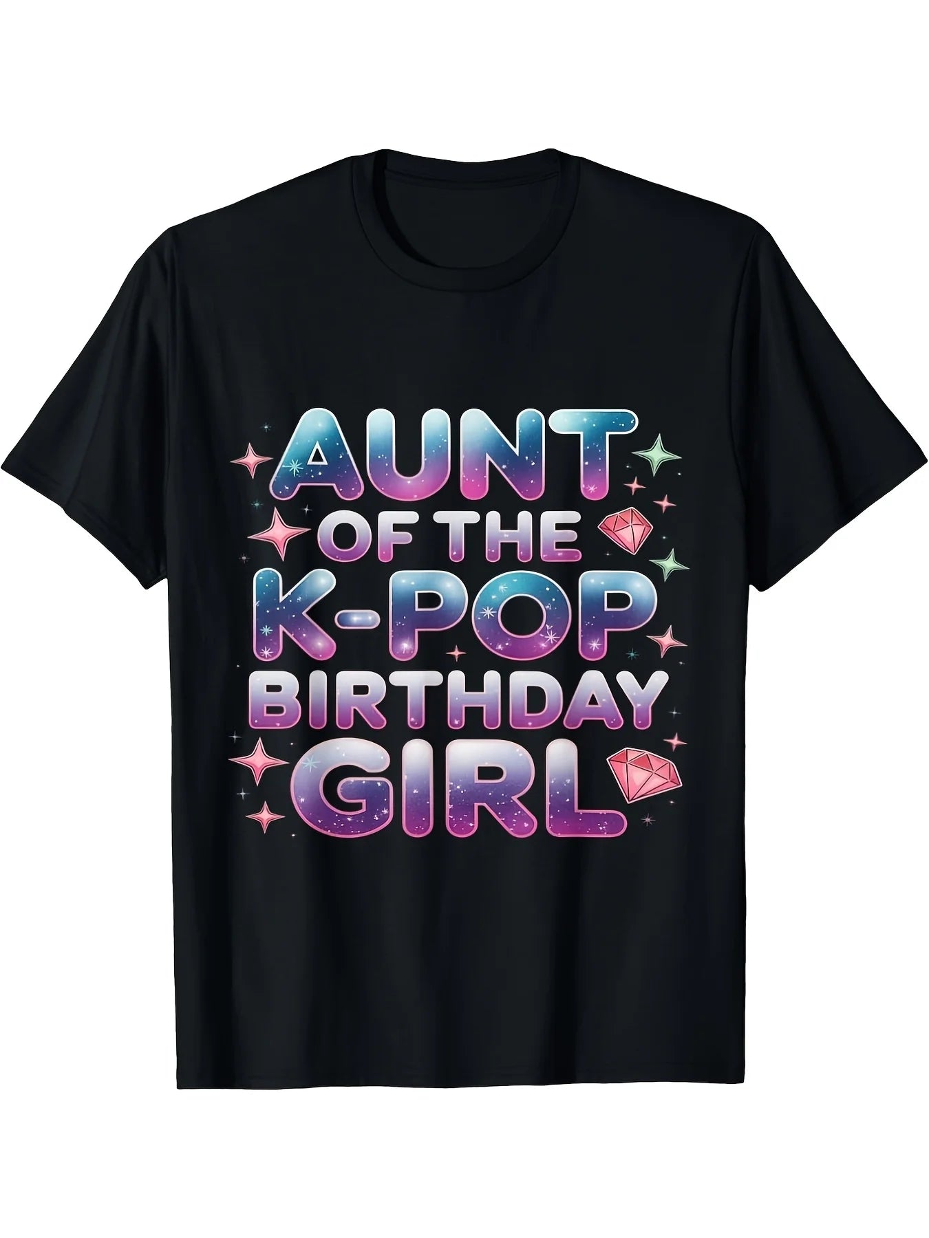 Aunt of The Kpop Birthday K Pop Birthday TShirt Same Style for Men And Unisex 2026 Summer ShortSleeved Printed TShirt Retro Casual Short-sleeved T-shirt with a Round Neck and Printed Pattern, Suitable for Daily Commuting and Outdoor Activities