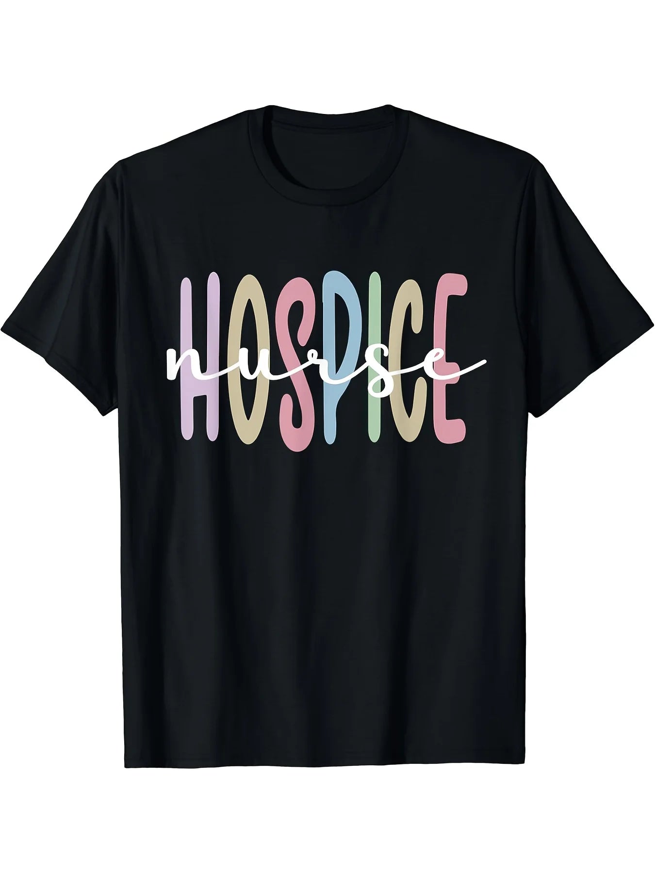 1pc Hospice Nurse Appreciation T-Shirt - Casual Cotton Tee with Round Neck, High Stretch Fabric, Printed Design for Palliative Care Nurses - All Seasons Comfort, Classic Retro Style, Round Neck Short Sleeves, Machine Washable, Ideal for Casual