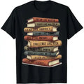 Unisex Black History Month T Shirt Black Leaders Book Stack Graphic 100% Cotton Short Sleeve Round Neck Tee Casual Golf Tops Gift For African American Teachers Men Women