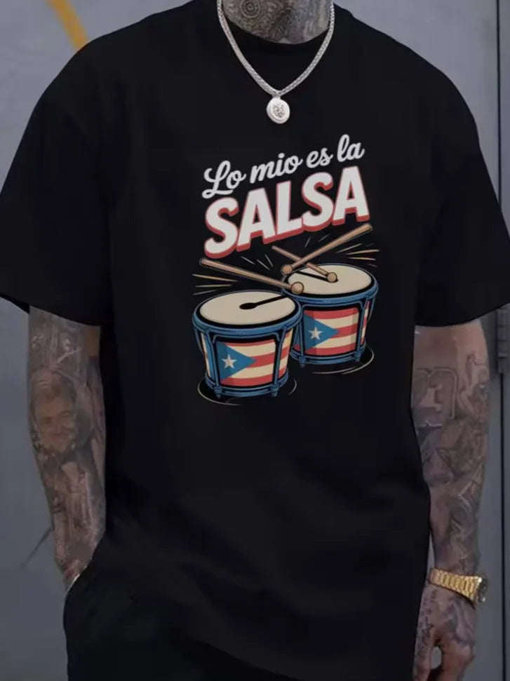 T-Shirt Men's Latin Dance Graphic T-Shirt - From My House To The Dance Floor Tee for Salsa Casual Party Fit Short Sleeve Shirt