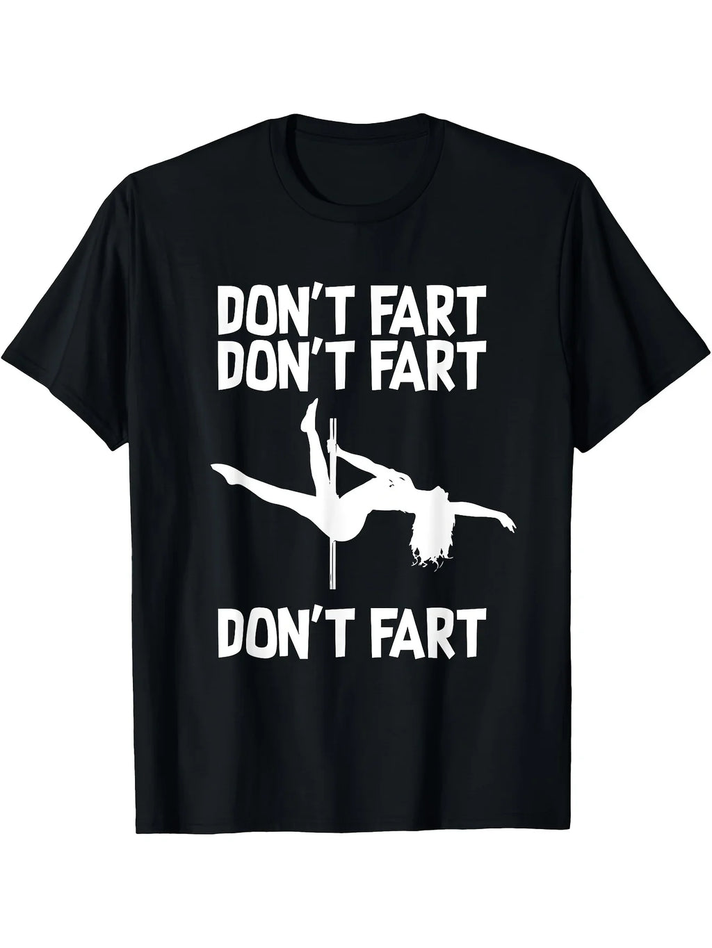 Men'S Don'T Pole Dance Pattern T-Shirt Comfortable, Casual Short Sleeve, Black And White Print, Suitable Casual Wear And All Seasons, Summer T-Shirt Pattern T-Shirt with Stretch Fabric