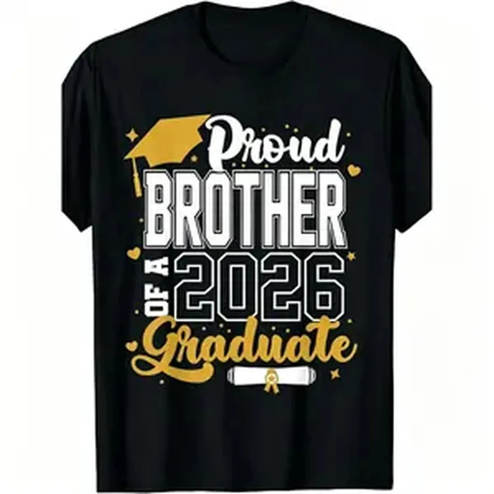 Graduation Class of 2026 Proud Mom T-Shirt Unisex Short Sleeve Round Neck Celebration Party Gown Event