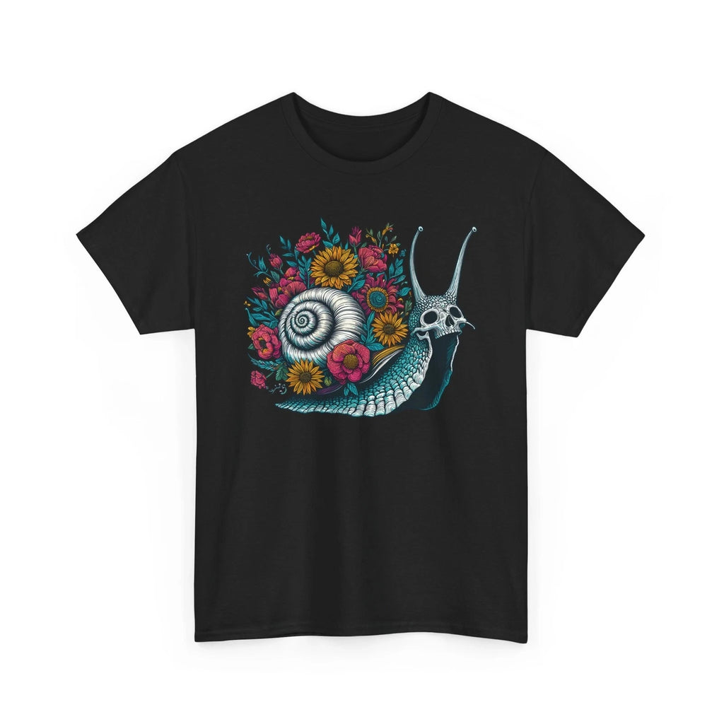 HOT SALE Artistic Grotesque Horror Snail Skull T-shirt - Floral Halloween Pattern T-shirt Soft  Round-neck Tee Streetwear Style