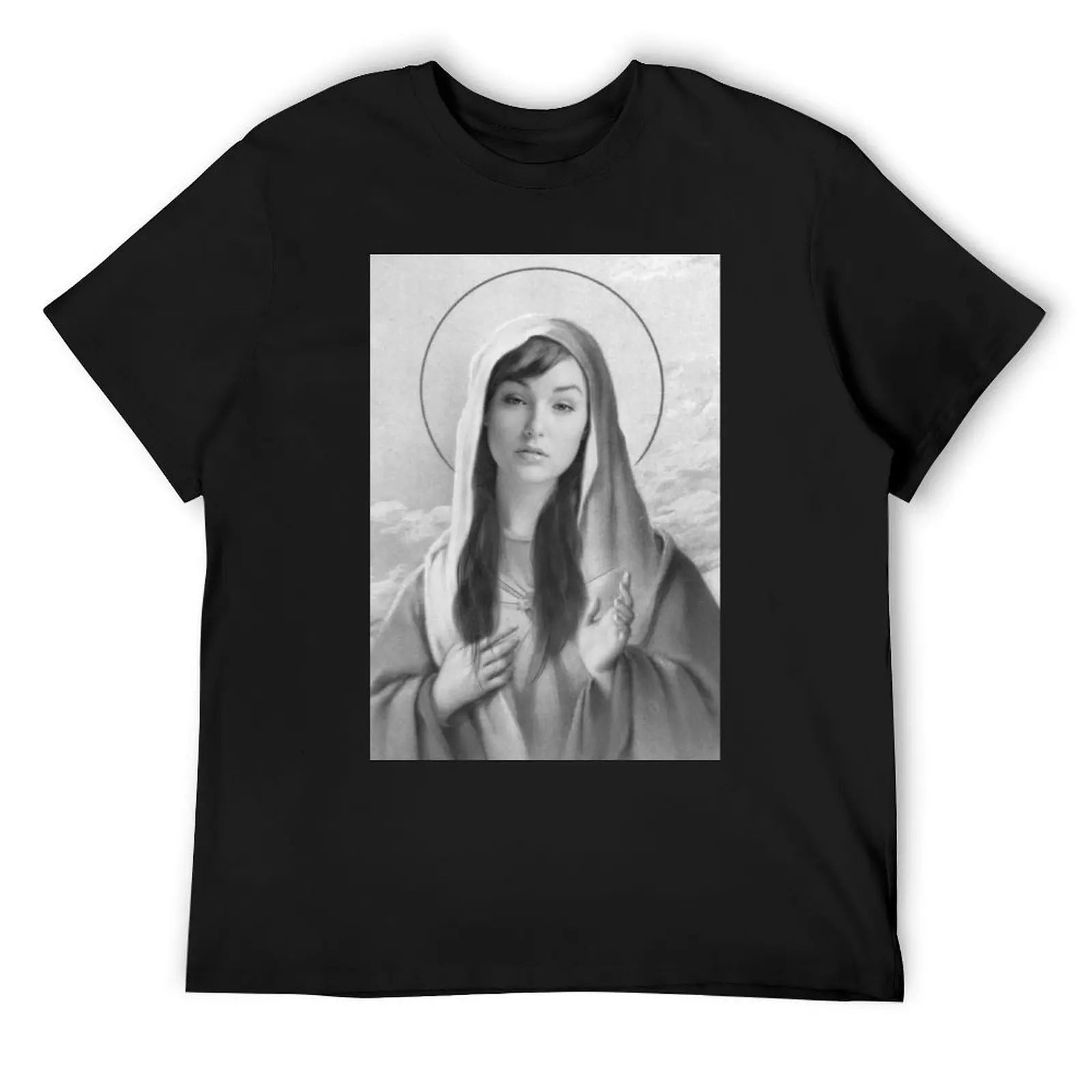 HOT SALE Fashion Virgin Mary Sasha Grey Black and White T-Shirt Blanks Graphic Shirts Anime Stuff Anime Clothes for Men Tee