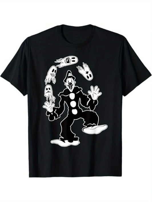 This Is an Oversized Graphic T-Shirt Featuring Koko The Clown Juggling Ghosts, Made From. It'S a Slim Fit Casual Tee Perfect for Halloween, Making It a Fun Gift for Men, Dads, Moms