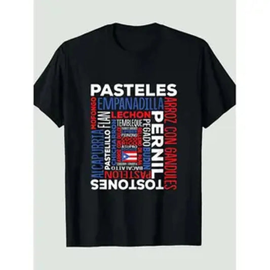 Cotton Golf Gift T-Shirt For Men and Women Vibrant Puerto Rican Snacks Graphic Tee Unisex Casual Comfort Fit Round Neck Short Sleeve Perfect Gift For Food Lovers