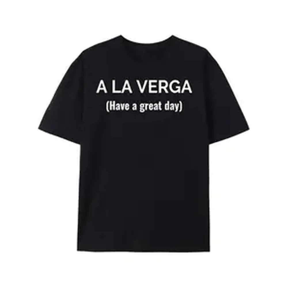 Summer t Shirts A La Verga Black T-shirt-5389 Funny Men's Short Sleeve Graphic T-shirt Collection Black