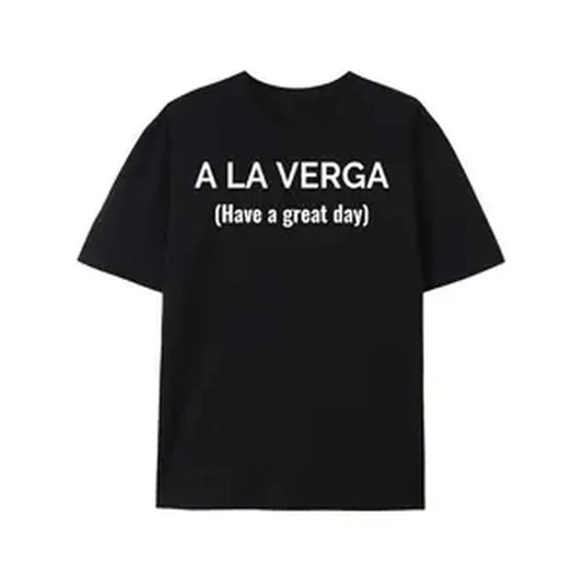 Summer t Shirts A La Verga Black T-shirt-5389 Funny Men's Short Sleeve Graphic T-shirt Collection Black