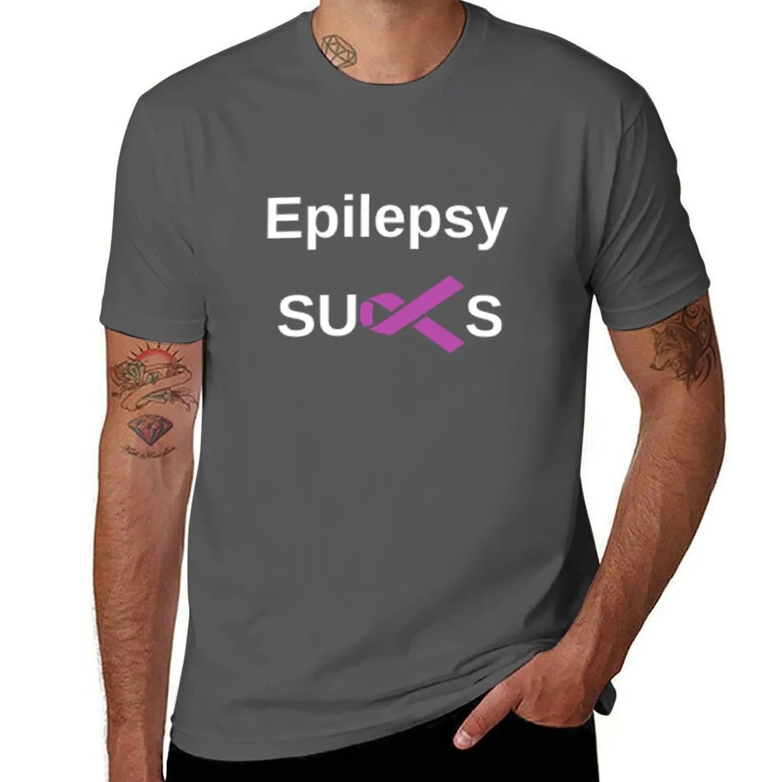HOT SALE End Epilepsy Seizure Free Living Epilepsy Sucks Printed T Shirt Soft and Comfortable High Quality T-shirts Custom