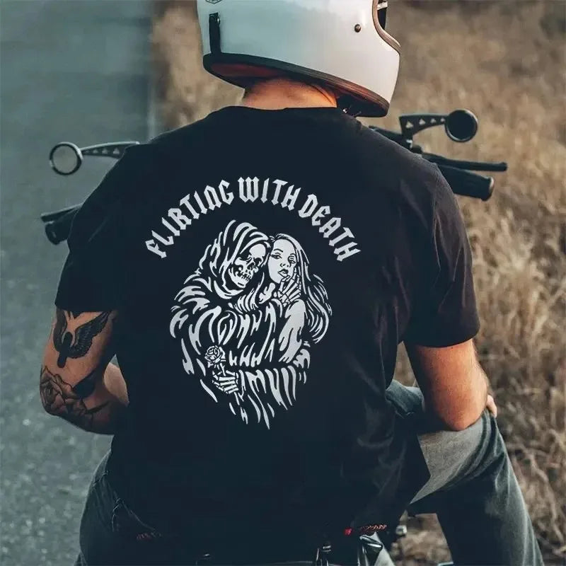 HOT SALE Harajuku Street Goth Skull Design T-shirt Men's Fashion Short Sleeve Top Dark Punk Skull Vintage T-shirt Cotton T-shirt